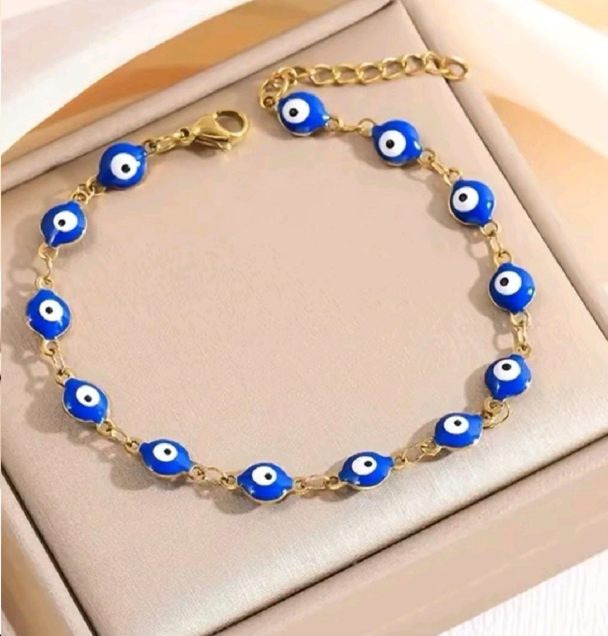Unisex Stainless Steel Turkish Bangle Bracelet  Blue and white