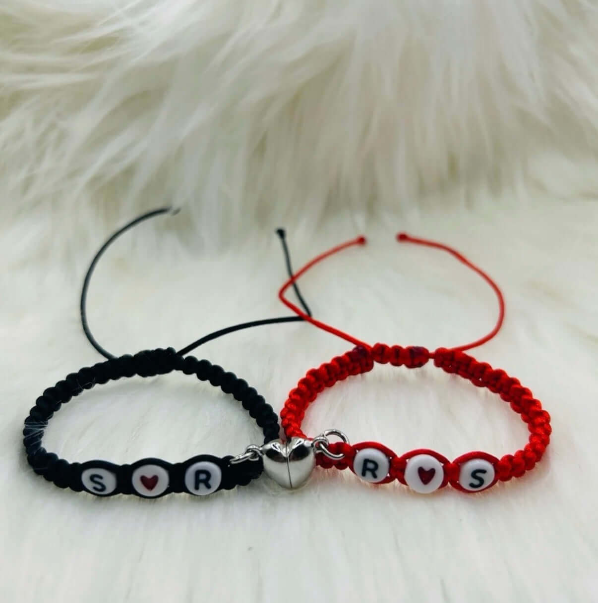 Personalized Couples Initial Adjustable Bracelet Set,