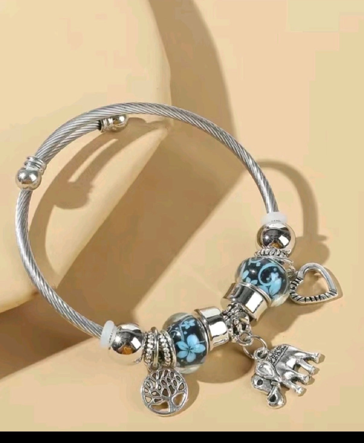 Heart Stainless Steel Stackable Bangle for Women 