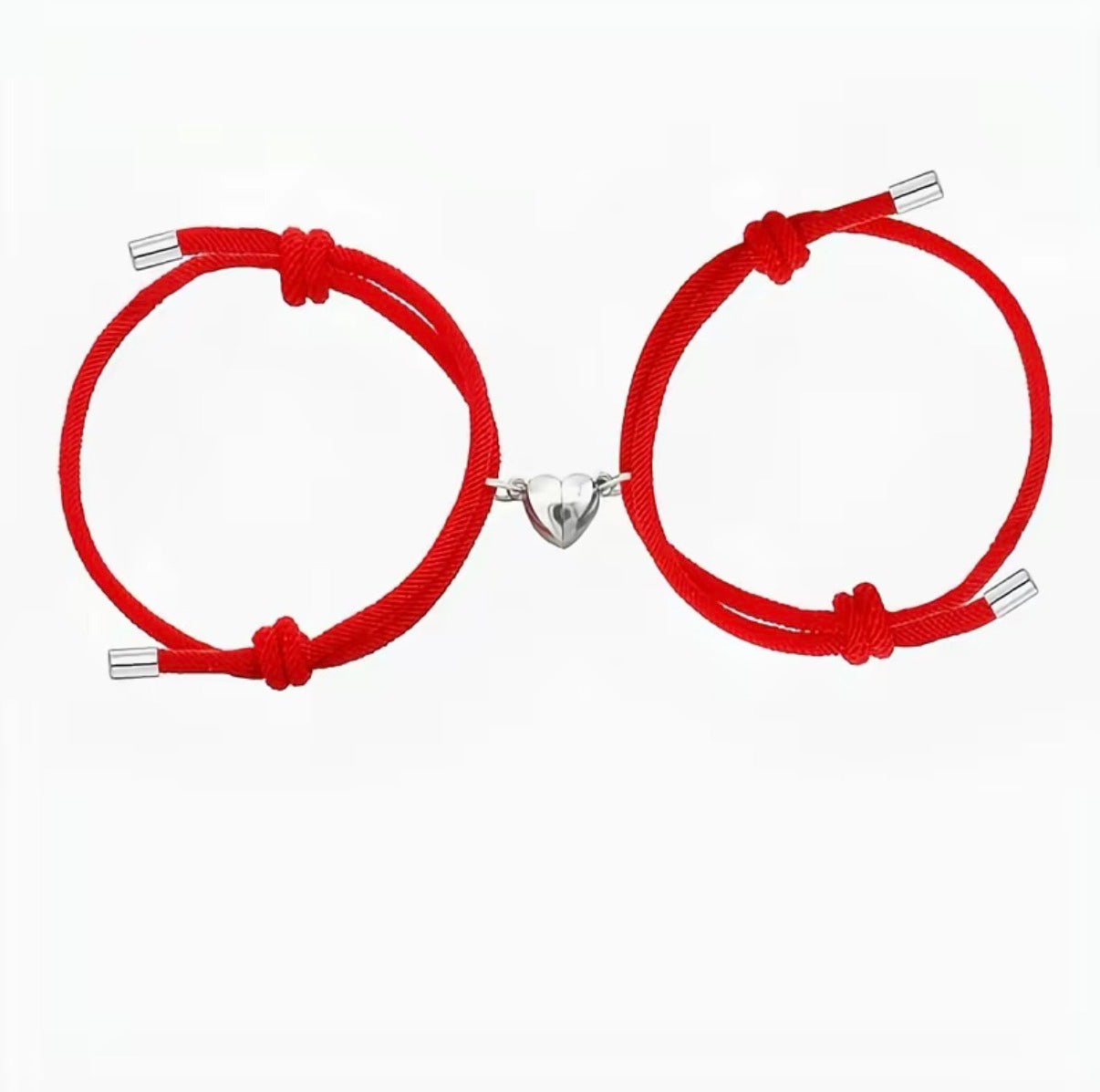 Magnetic Heart Couple Bracelet Set Adjustable Gift red