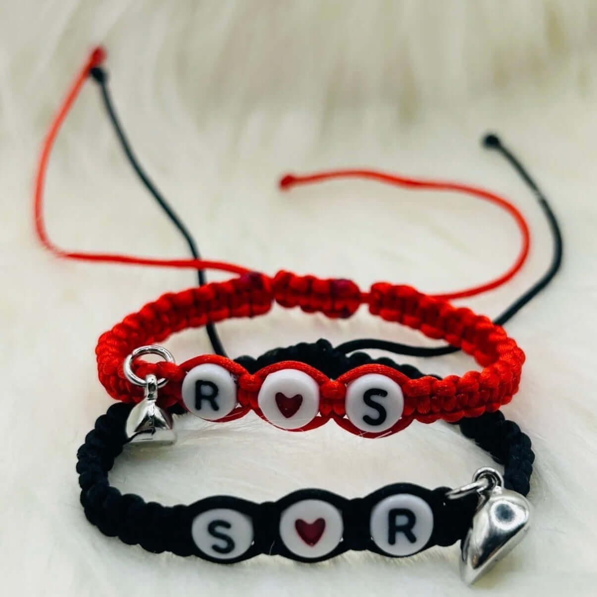 Personalized Couples Initial Adjustable Bracelet Set,