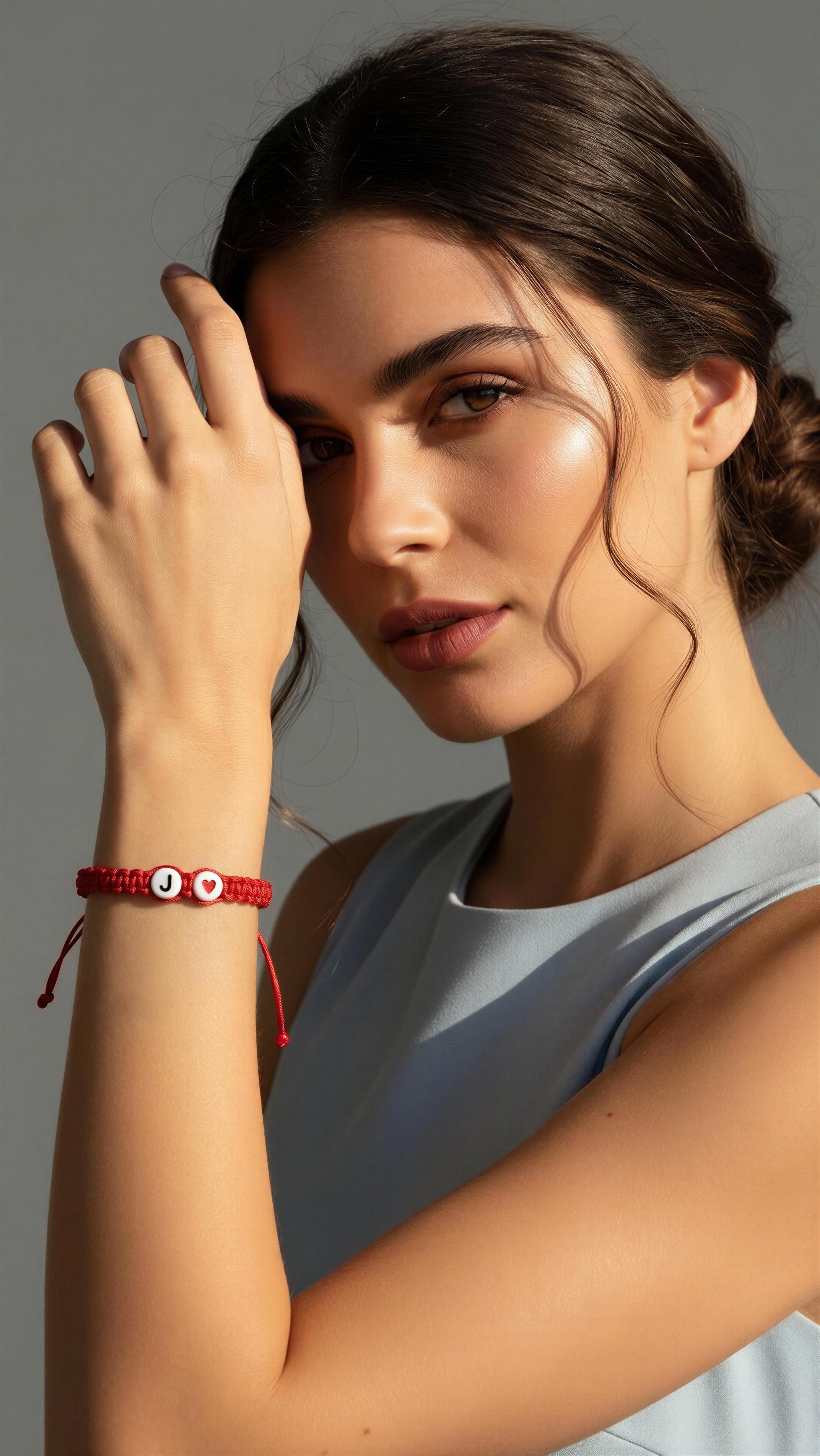 Personalized Red Rope Friendship Bracelets with Initials J, Heart Accent, Customizable Bangle for Couples, Daily Fashion Accessory for Special Bonds