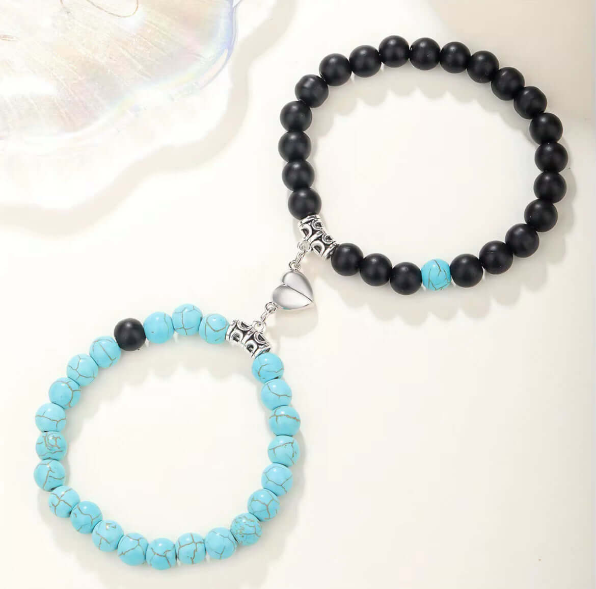 Heart Charm Bracelets - Beaded Fabric, Non-Tarnish Unisex Jewelry for Couples, Suitable for Daily & Casual Wear, Heart Charm Bracelet