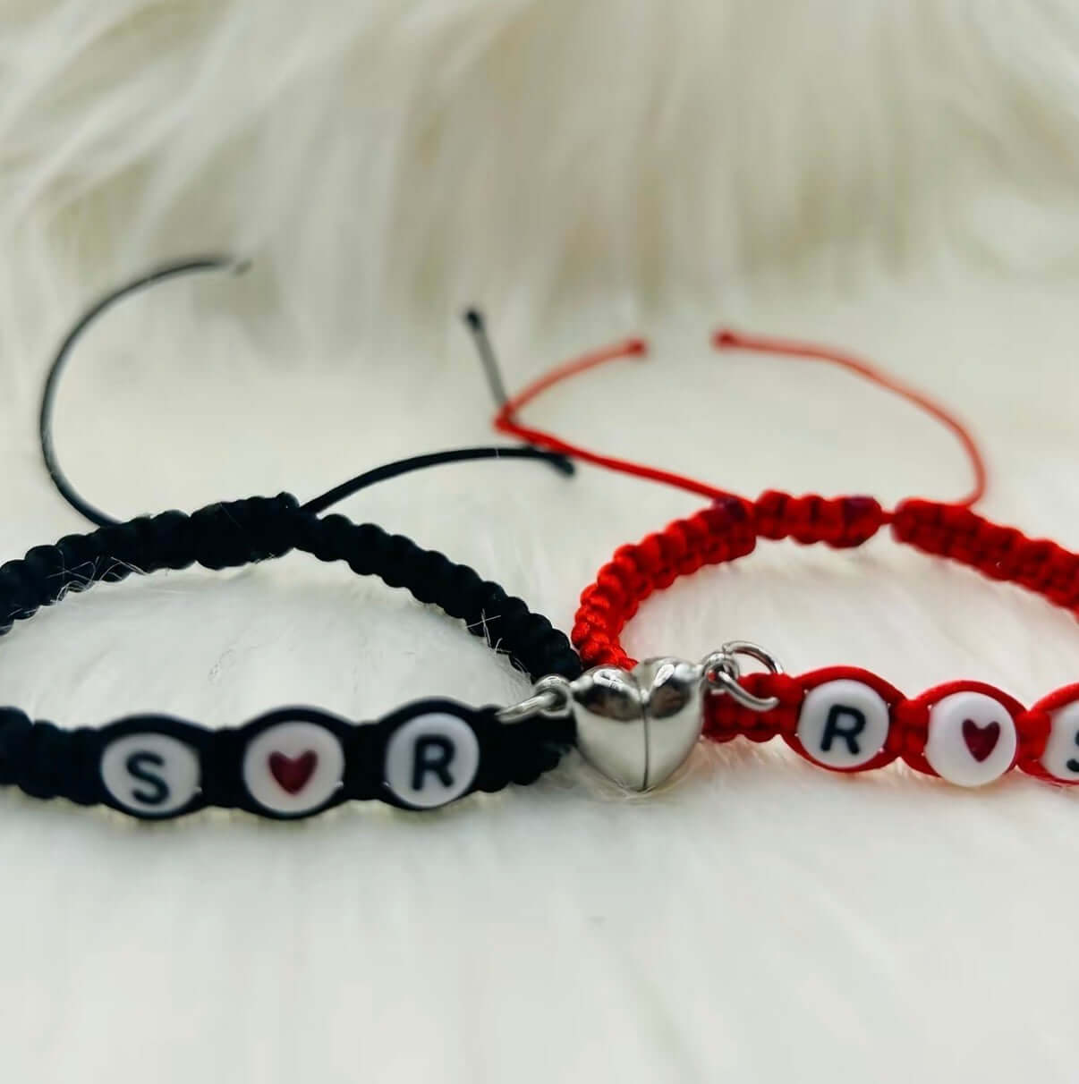 Personalized Couples Initial Adjustable Bracelet Set,
