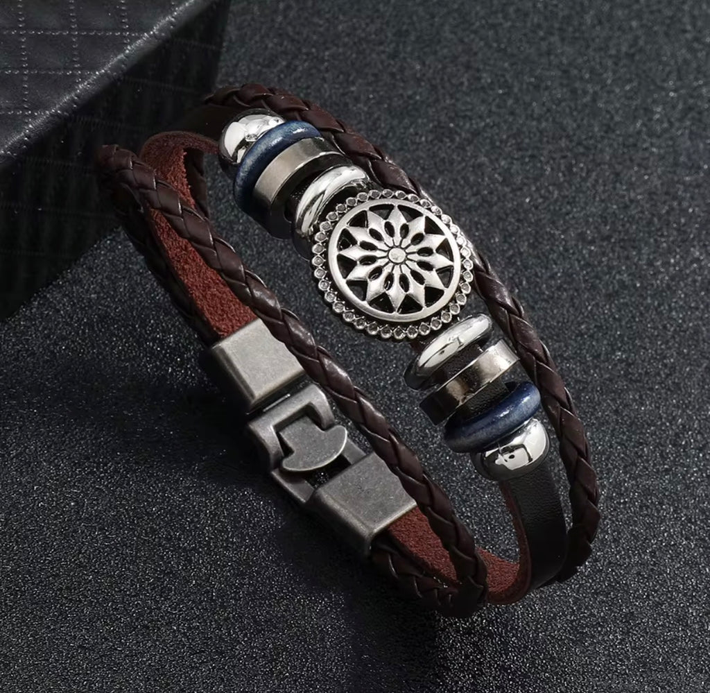Men’s Leather Bracelet with Stainless Steel Clasp | Alexandraa Shop
