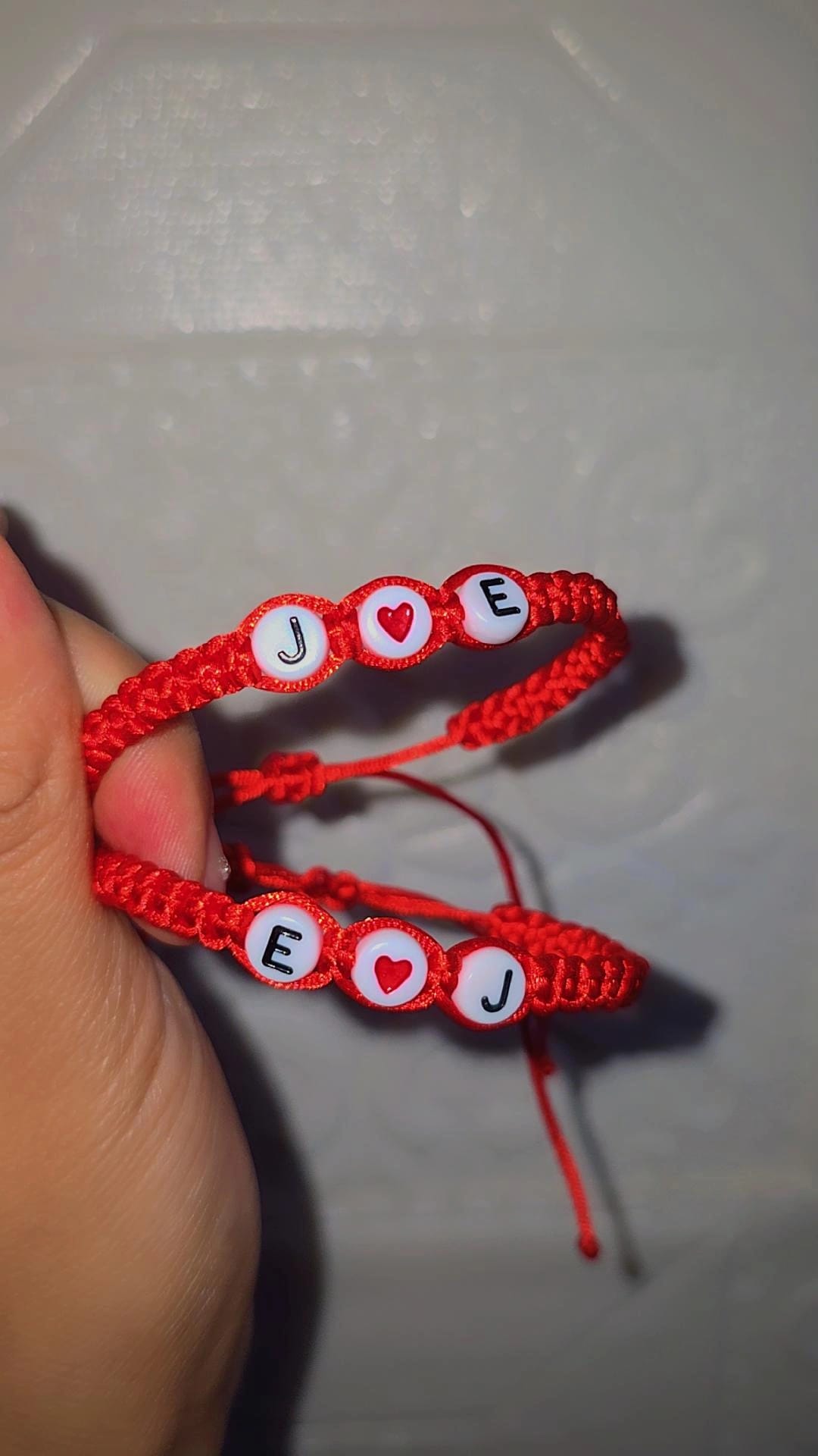 Personalized Couples Initial Adjustable Bracelet Set, Red-Red Braided Fashion Matching Bracelets with Custom Letters & Heart Charm, Trendy Daily Jewelry Ideal Gift for Couples