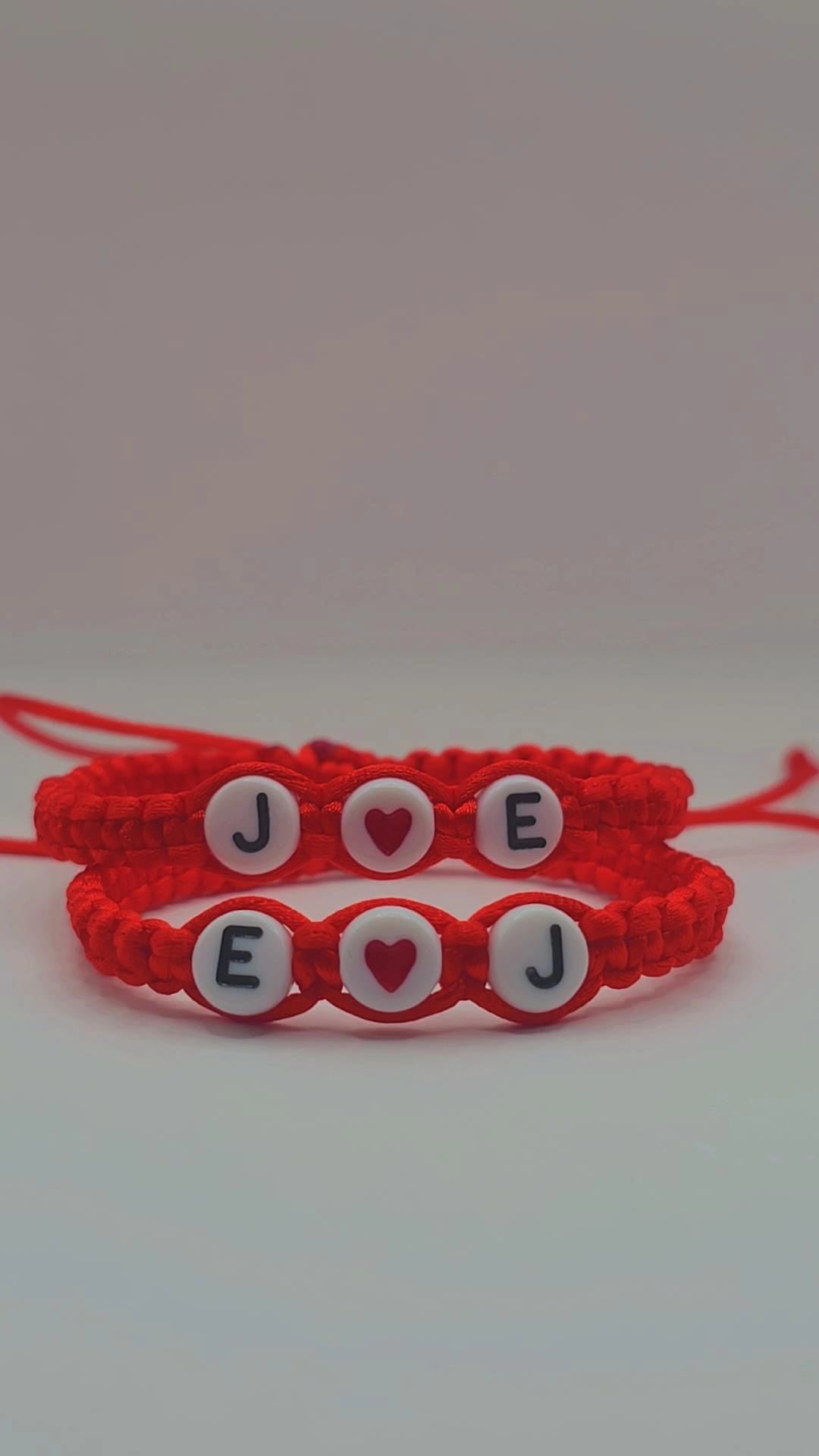 Personalized Couples Initial Adjustable Bracelet Set