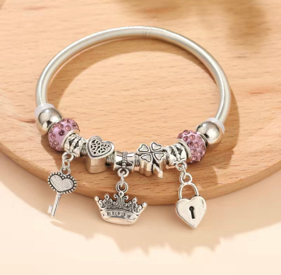 Heart Stainless Steel Stackable Bangle for Women 