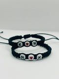 Personalized Couples Initial Adjustable Bracelet Set Black-Black Braided Fashion Matching Bracelets with Custom Letters & Heart Charm, Trendy Daily Jewelry Ideal Gift for Couples, (Copia)