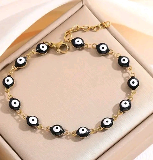 Pulsera acero inoxidable con ojitos turcos para mujer y para hombre