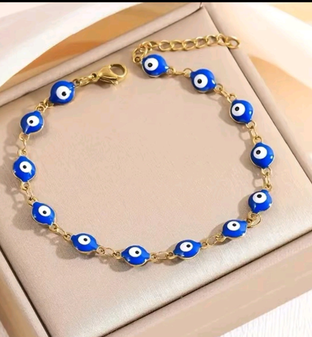 Pulsera acero inoxidable con ojitos turcos para mujer y para hombre